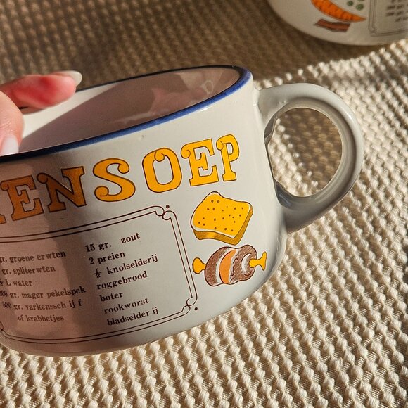 Erwtensoep - 3 Vintage Recipe Soup Mugs - Dutch Split Pea Soup - Picture 13 of 16